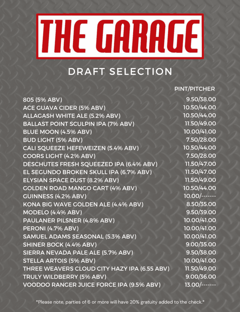 2024-03-30.The Garage Draft Menu
