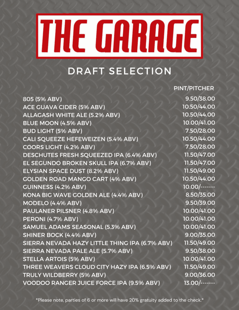 2024-07-02.The Garage Draft Menu